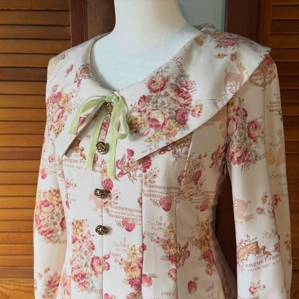 Liz Lisa J-fashion Gyaru Himekaji Victorian Rose Ivory Lace-Up Back Dress XS - Picture 7 of 11